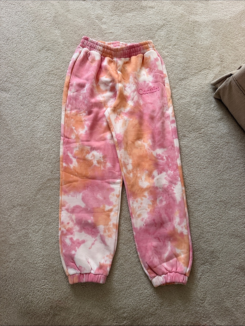 Comfrt NEW medium  Colors Pink & Orange Tie-Dye Sweatpants